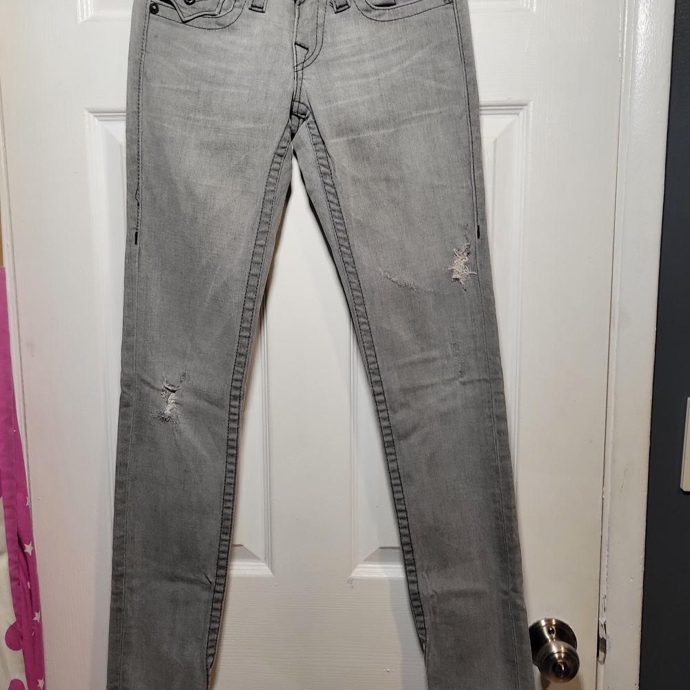 Gray Distressed Women's Jeans